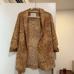 Babaton Tan Snake Print Silk Blazer
